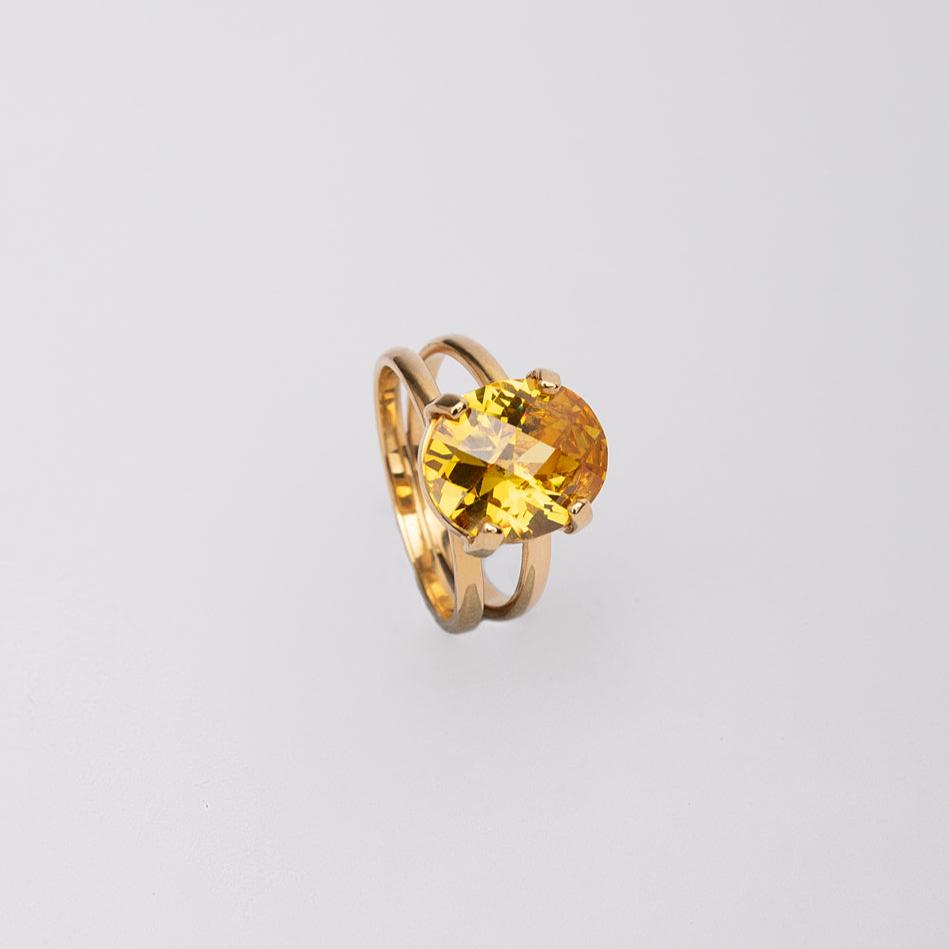 Yellow Topaz Pineapple-Cut Ring