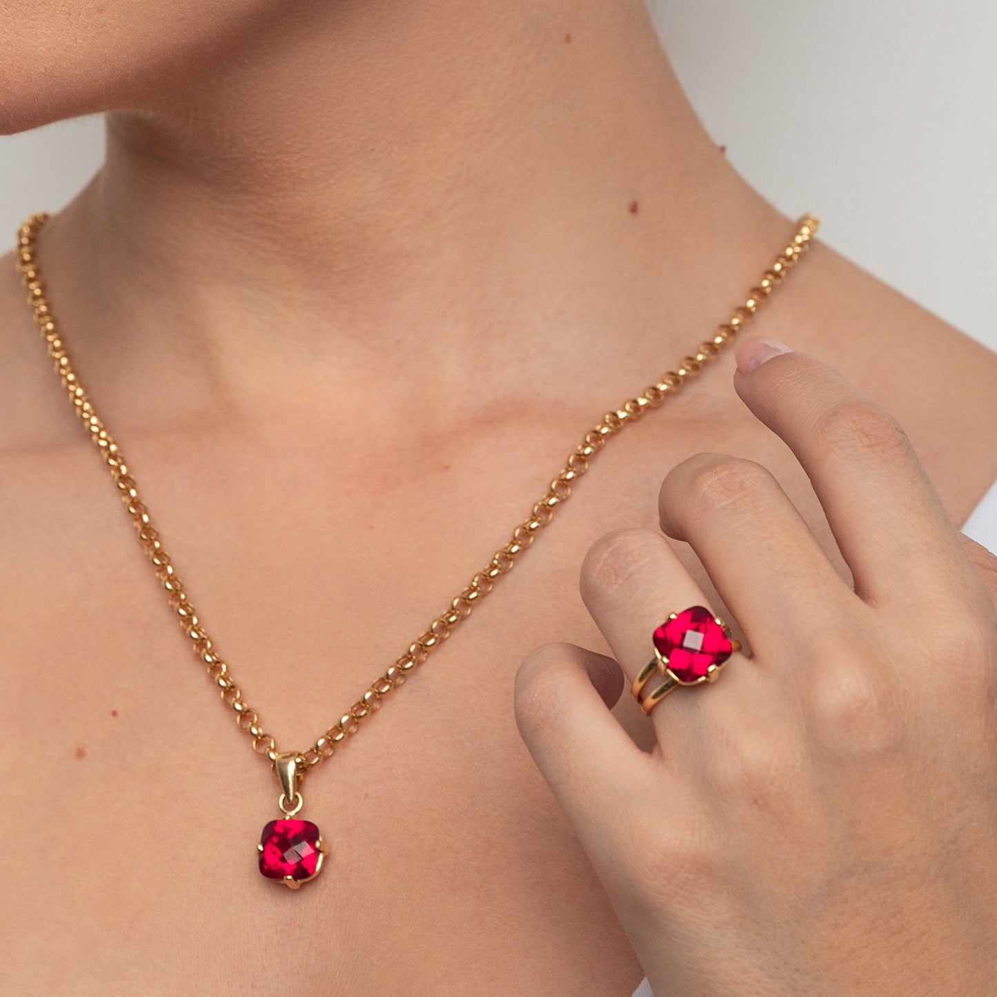 Garnet Pineapple Cut Ring