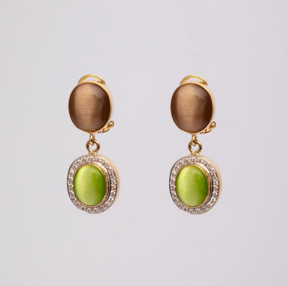 Green and Brown Tiger Stone Earrings