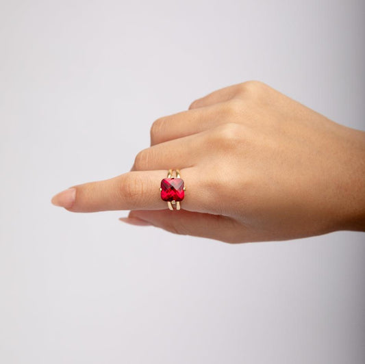 Garnet Pineapple Cut Ring