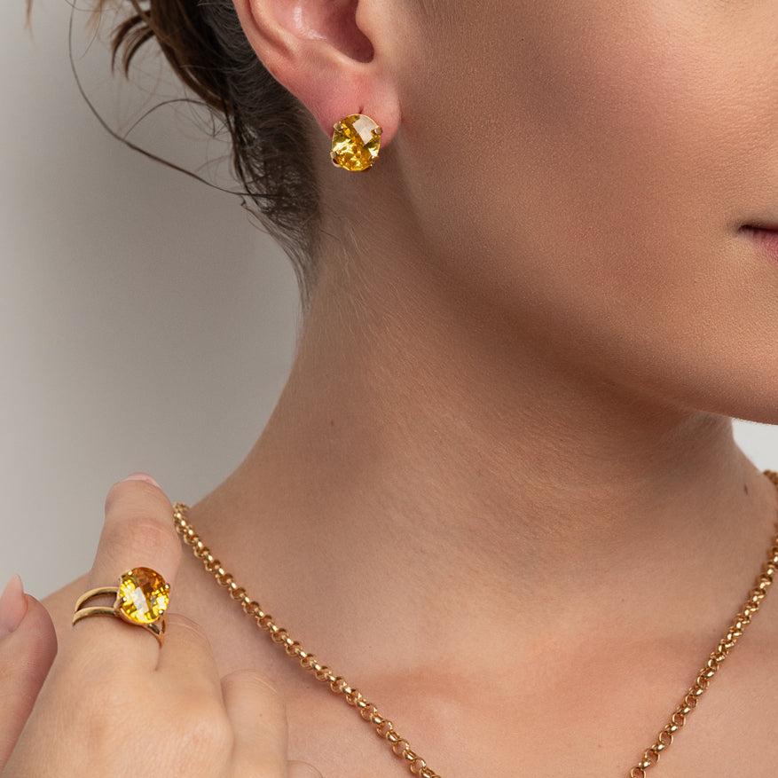 Yellow Topaz Pineapple-Cut Earrings